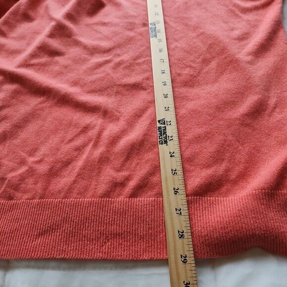 Lands End Mens 100% Cashmere Sweater 2XL 50-52 Heathered Orange V Neck Luxury - Picture 6 of 7